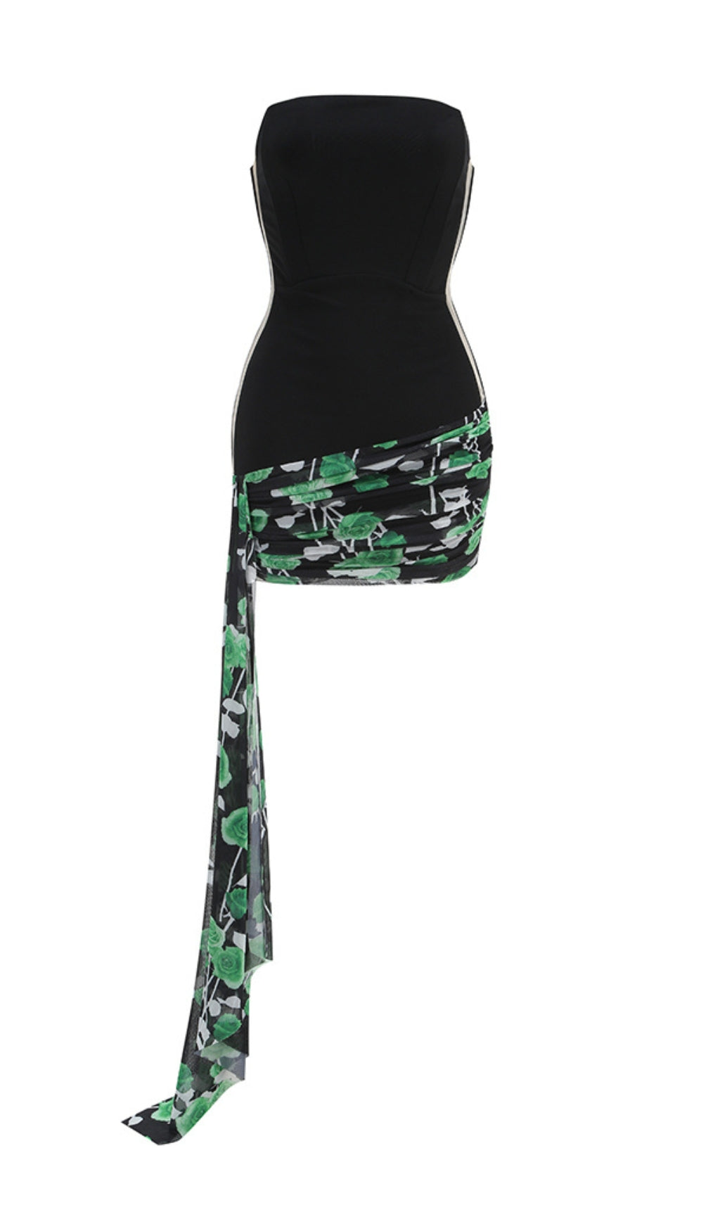Fashionslee Women Bonita Black Floral Strap Mini Dress