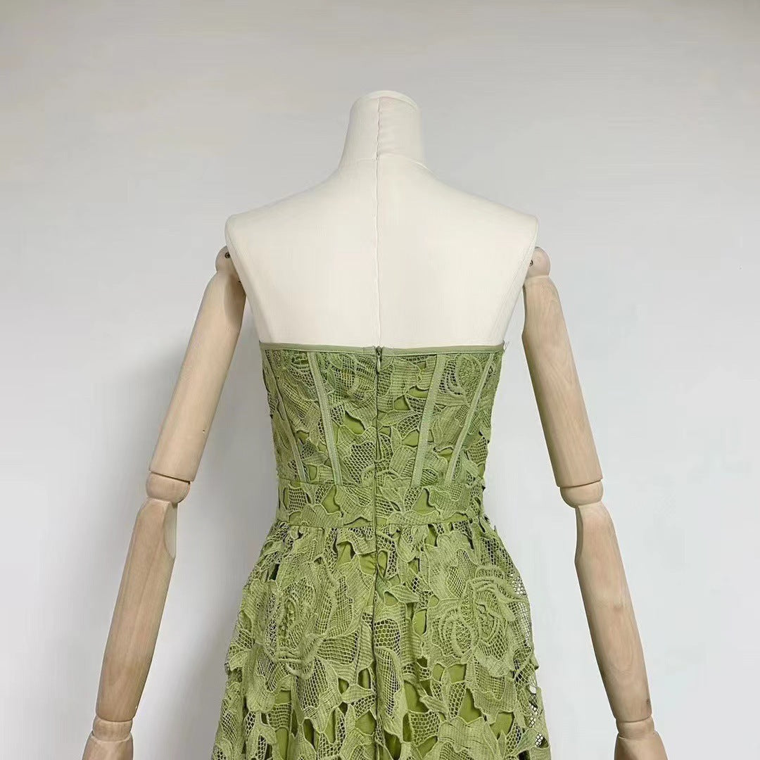 4e9d1592012db4a43e10baedf6890095.jpeg Fashionslee Women Aris Green Lace Bustier Maxi Dress