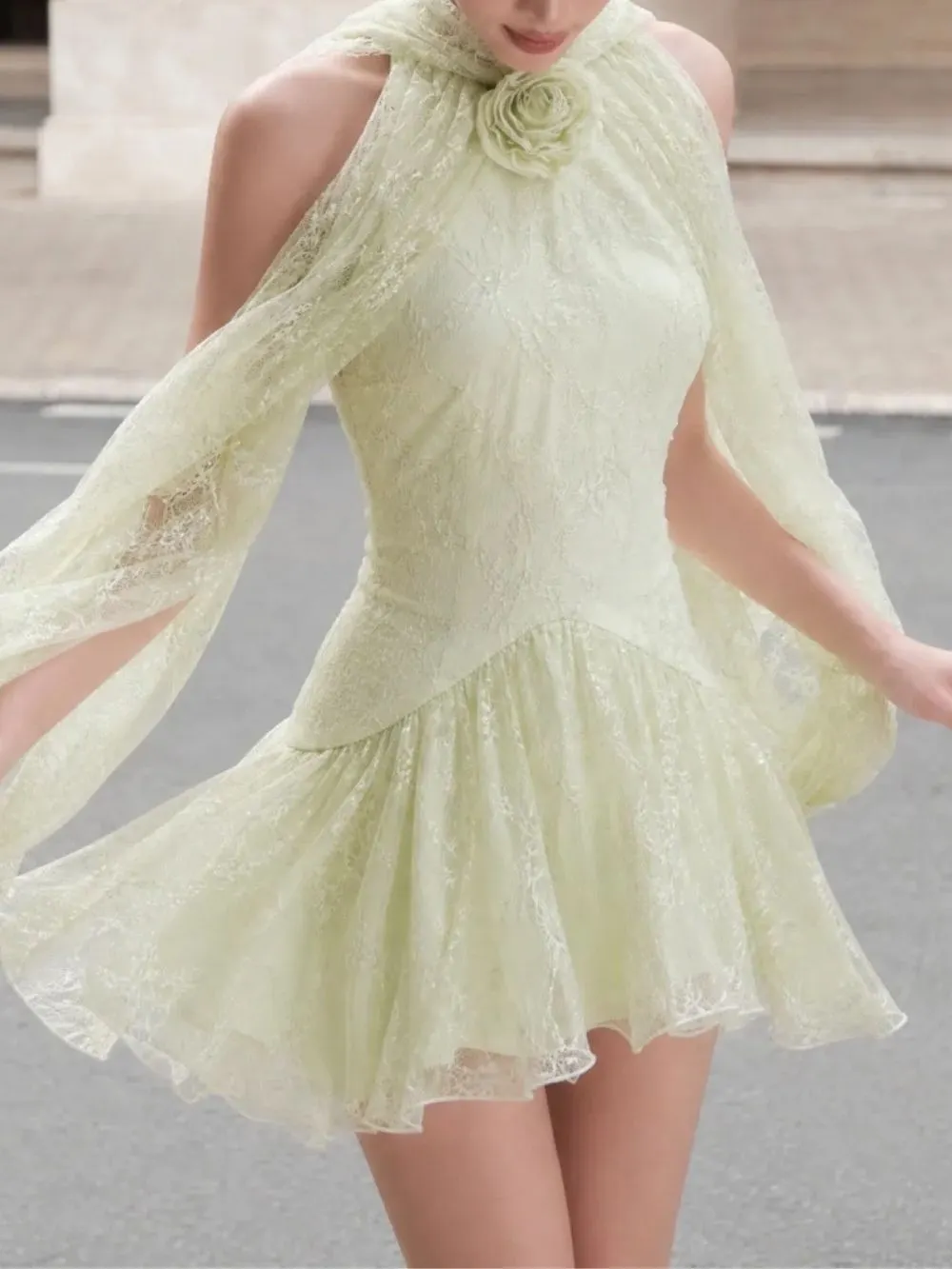 TRENDING KORE LACE SEQUIN FLOWER MINI DRESS - OWNCI TRENDING KORE LACE SEQUIN FLOWER MINI DRESS - OWNCI