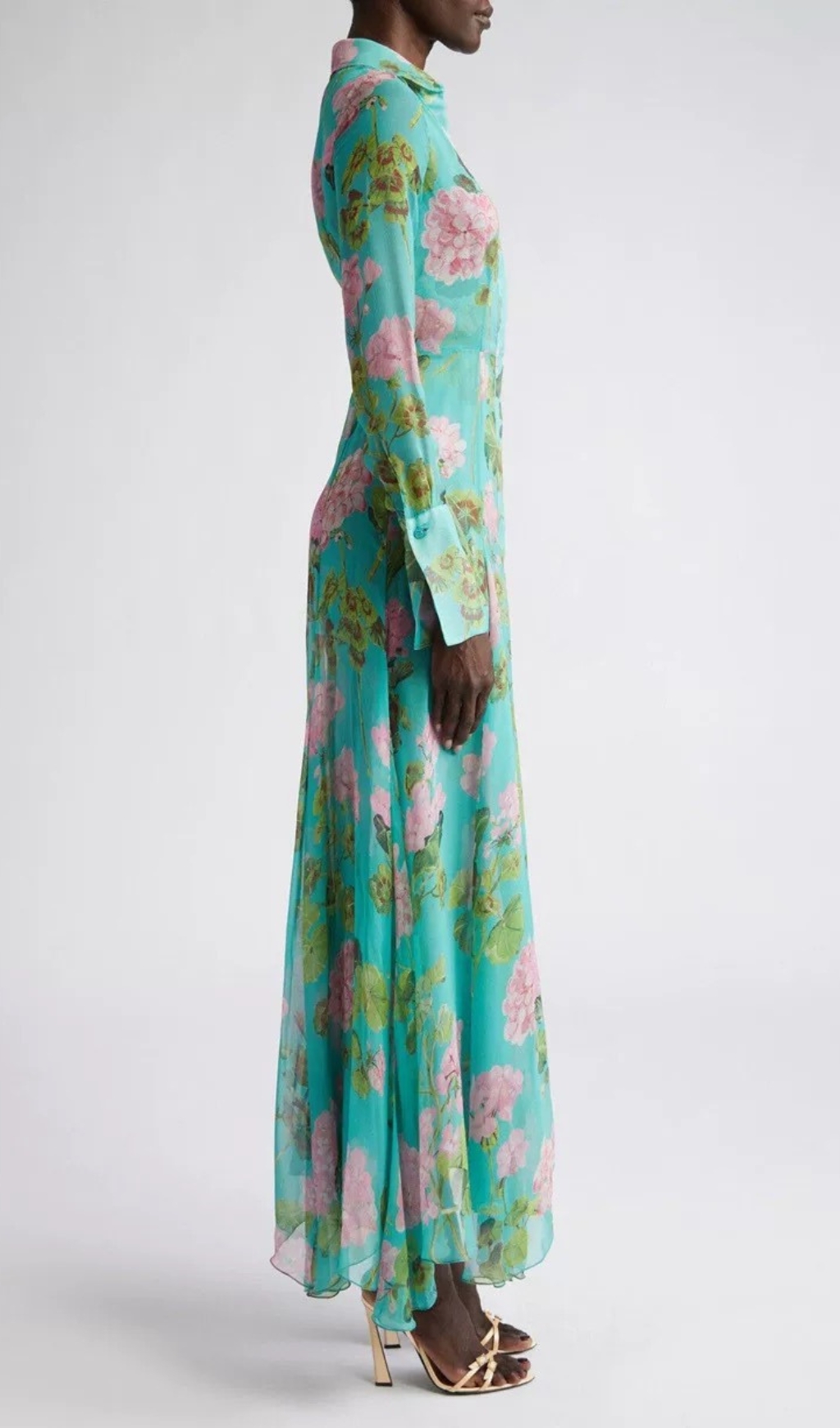 Fashionslee Women Baia Green Floral Long Sleeve Maxi Dress