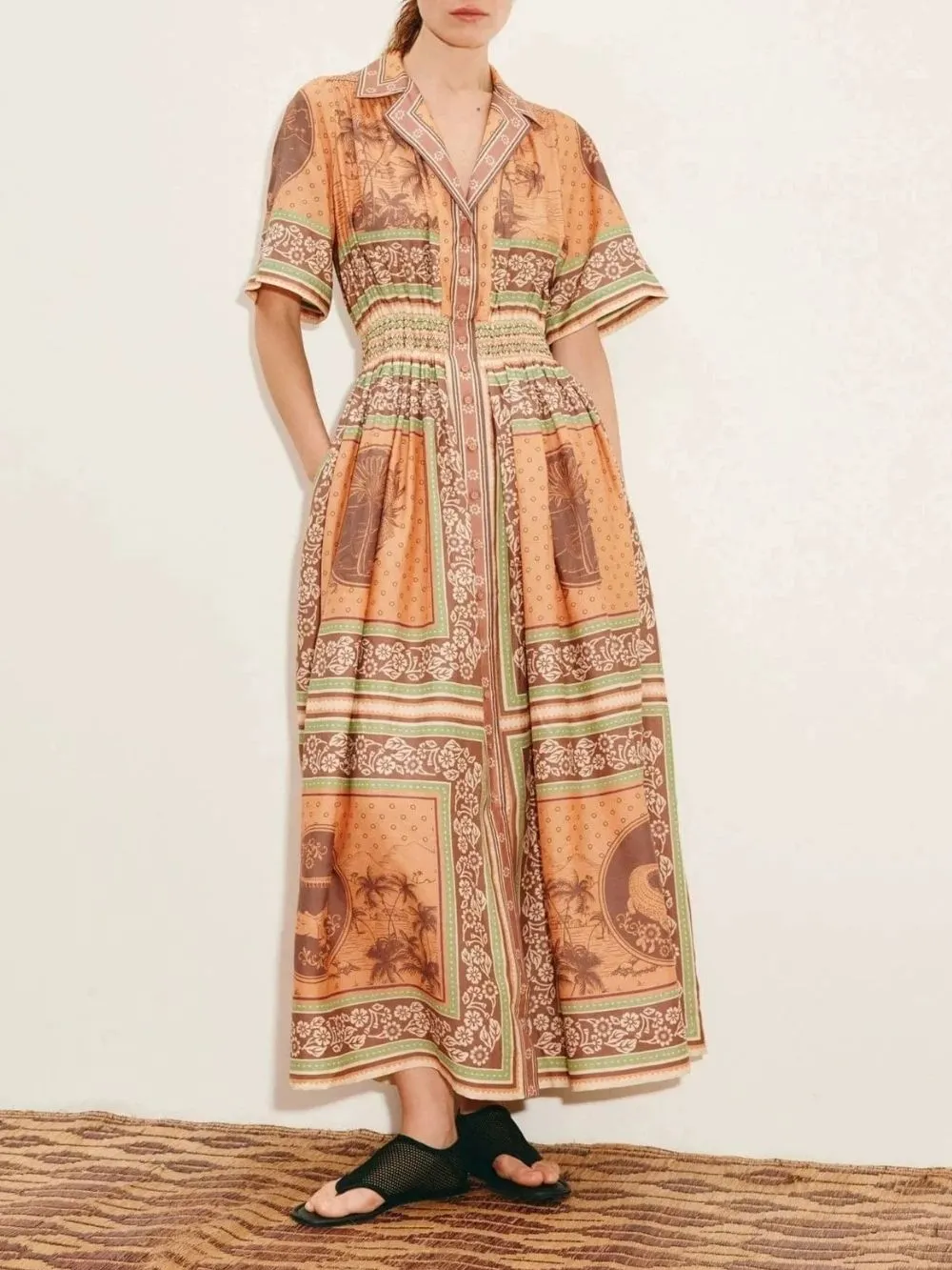 TRENDING KLOE PRINTED MIDI DRESS - OWNCI