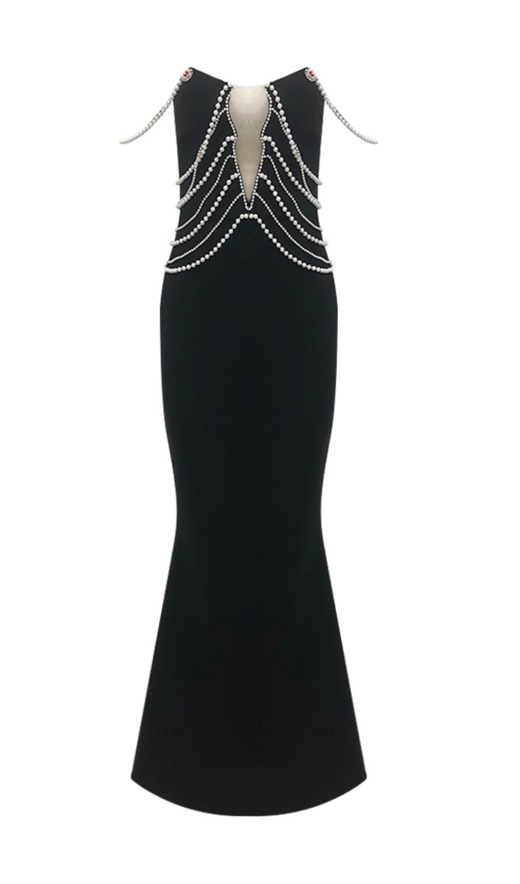 Fashionslee Women Clifton Black Pearl Bandage Maxi Dress