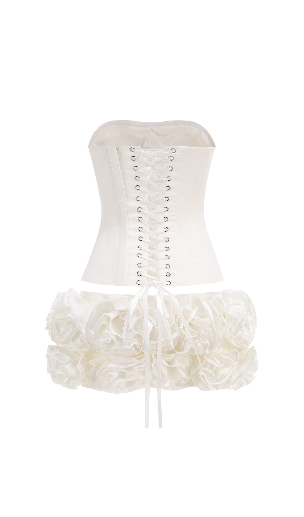4f365475c717cd152c6ef28d32234f41.jpg Fashionslee Women Clegg White Corset Flower Two-Piece Set