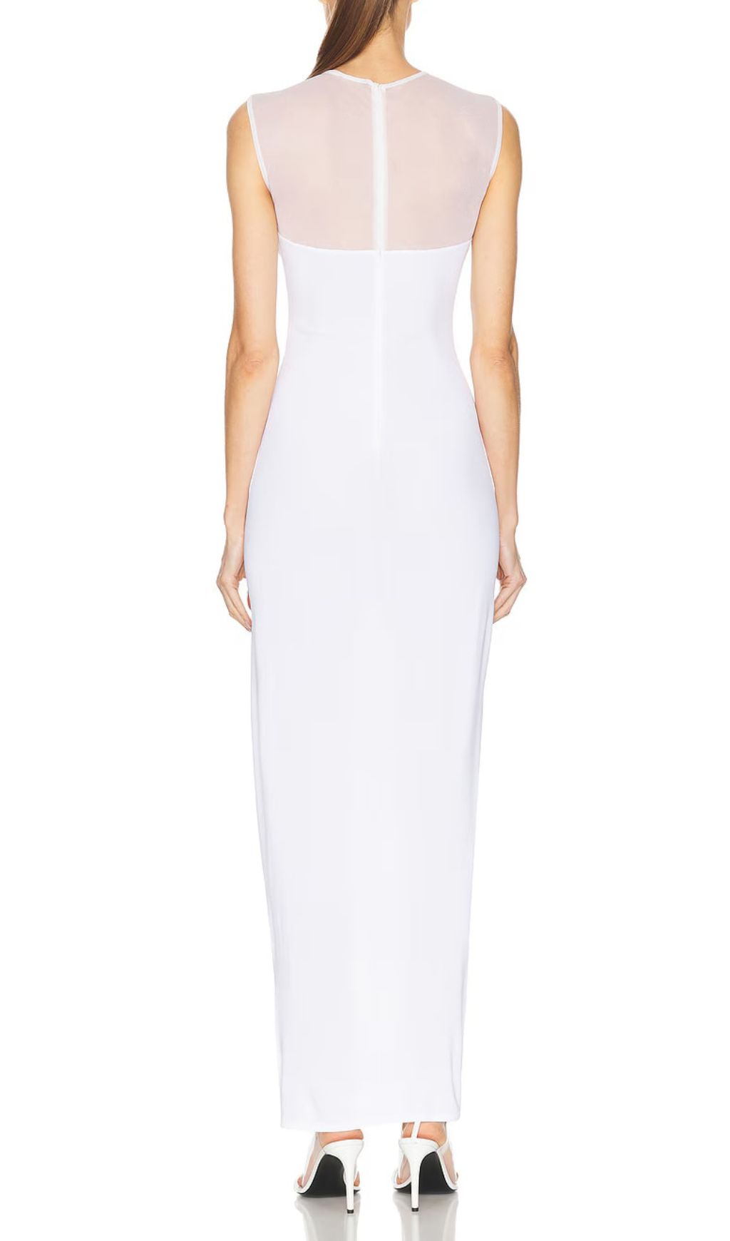Fashionslee Women Fadia White Mesh Bandage Maxi Dress