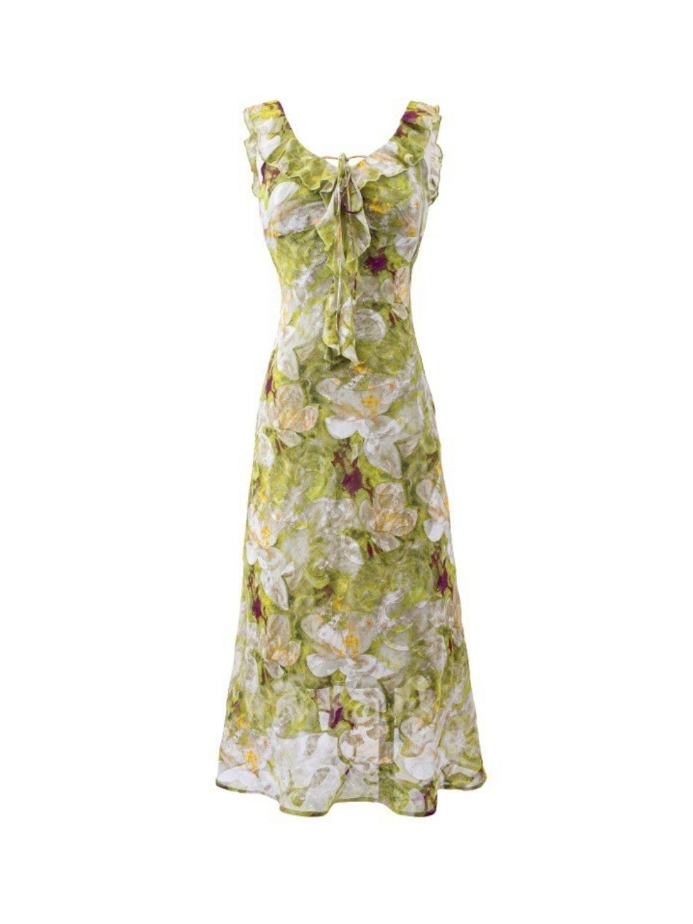 TRENDING FLORAL LINEN MIDI DRESS - OWNCI
