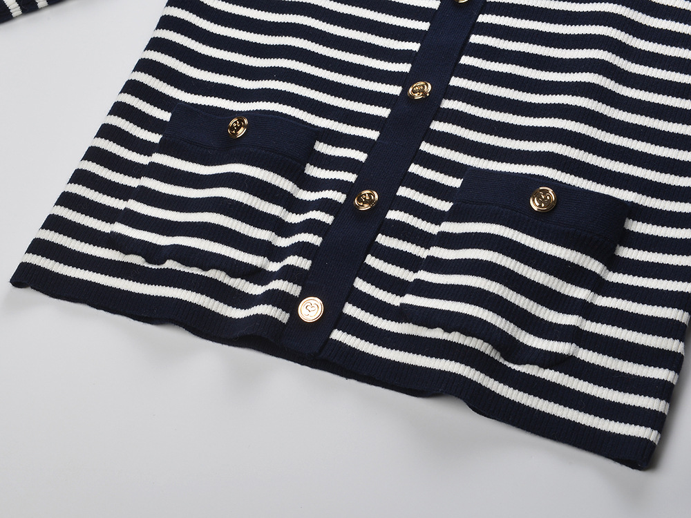 4f9e1e979a90514f6fc6f480f17b216d.jpg Fashionslee Women Striped Polo Cardigan