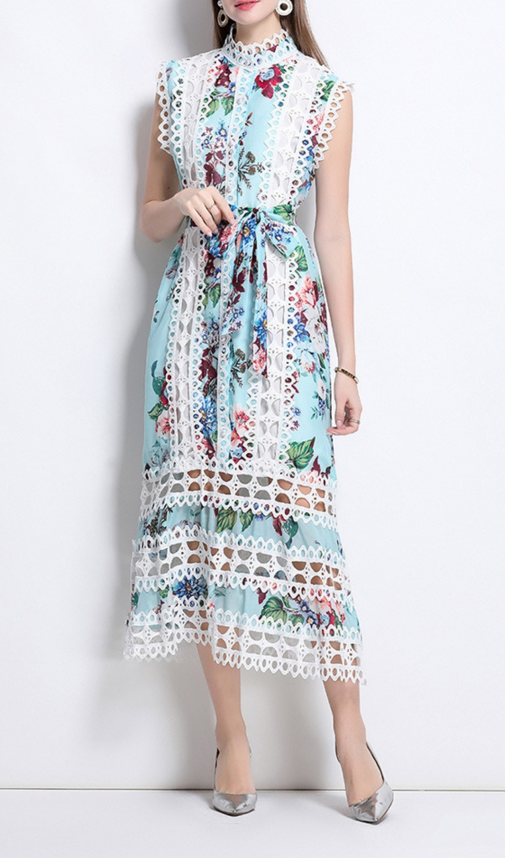 Fashionslee Women Errin Floral Hollow Out Midi Dress