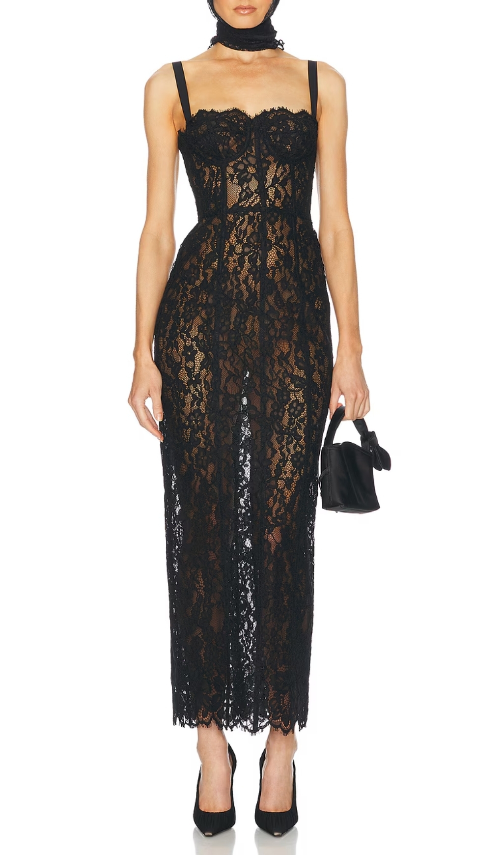 Fashionslee Women Elata Black Lace Maxi Dress