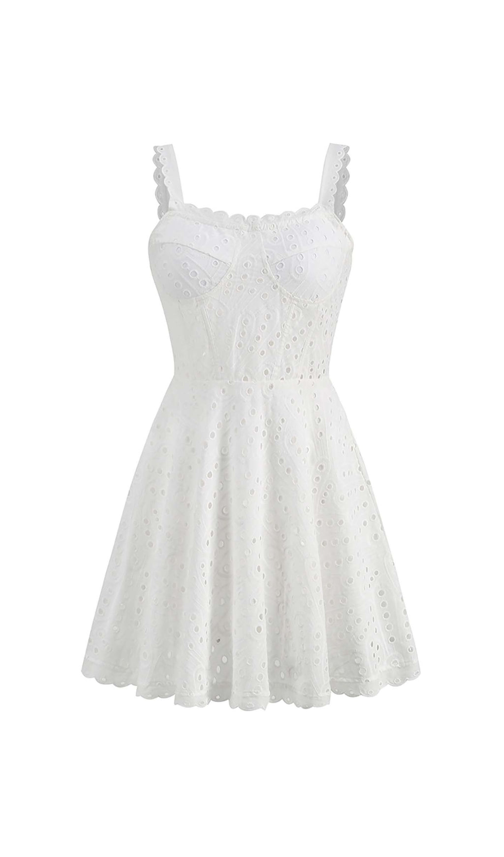 4fed7bfa0266f223179194b65ef5128e.jpeg Fashionslee Women Eyelet Lace Strappy Mini Dress In White