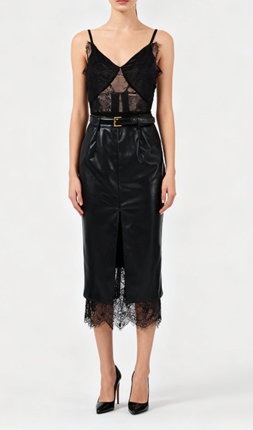 Fashionslee Women Ilta Black Lace Midi Dress