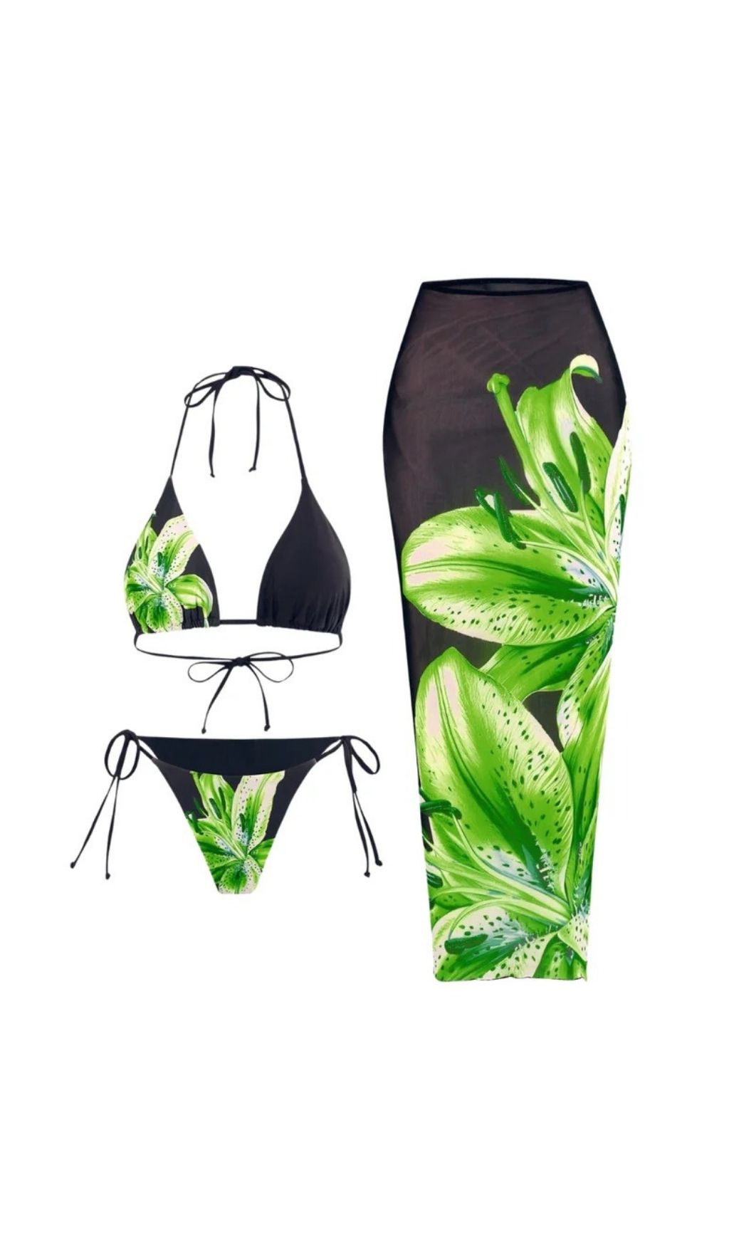 5084f2ce9987201b8ffaefd9715f3059.jpg Fashionslee Women Grynn Floral Bikini Three Piece Set In Green