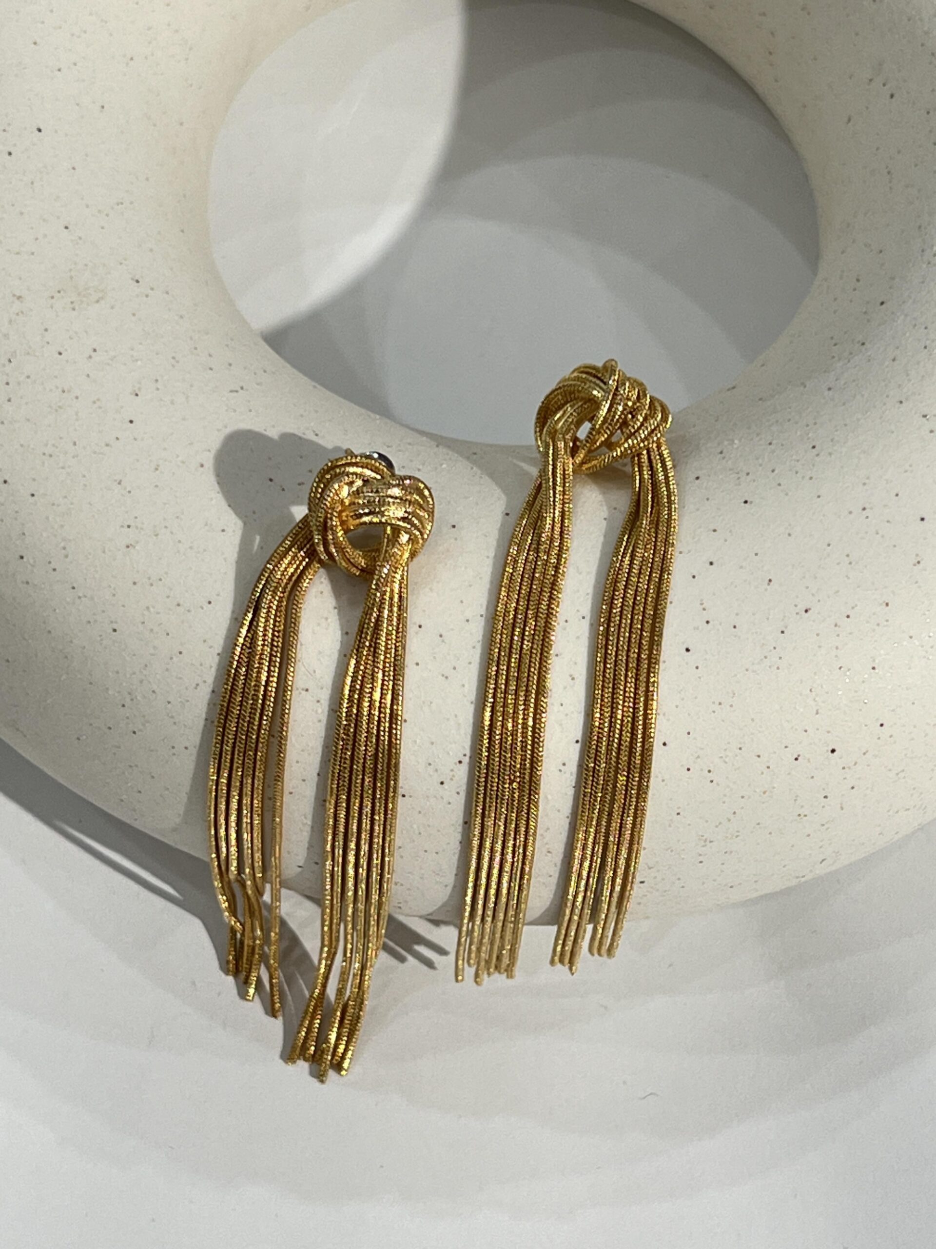 50903cbf3b031291ad2af77c52de4625.jpeg Fashionslee Women Gold Tied Tassel Earrings
