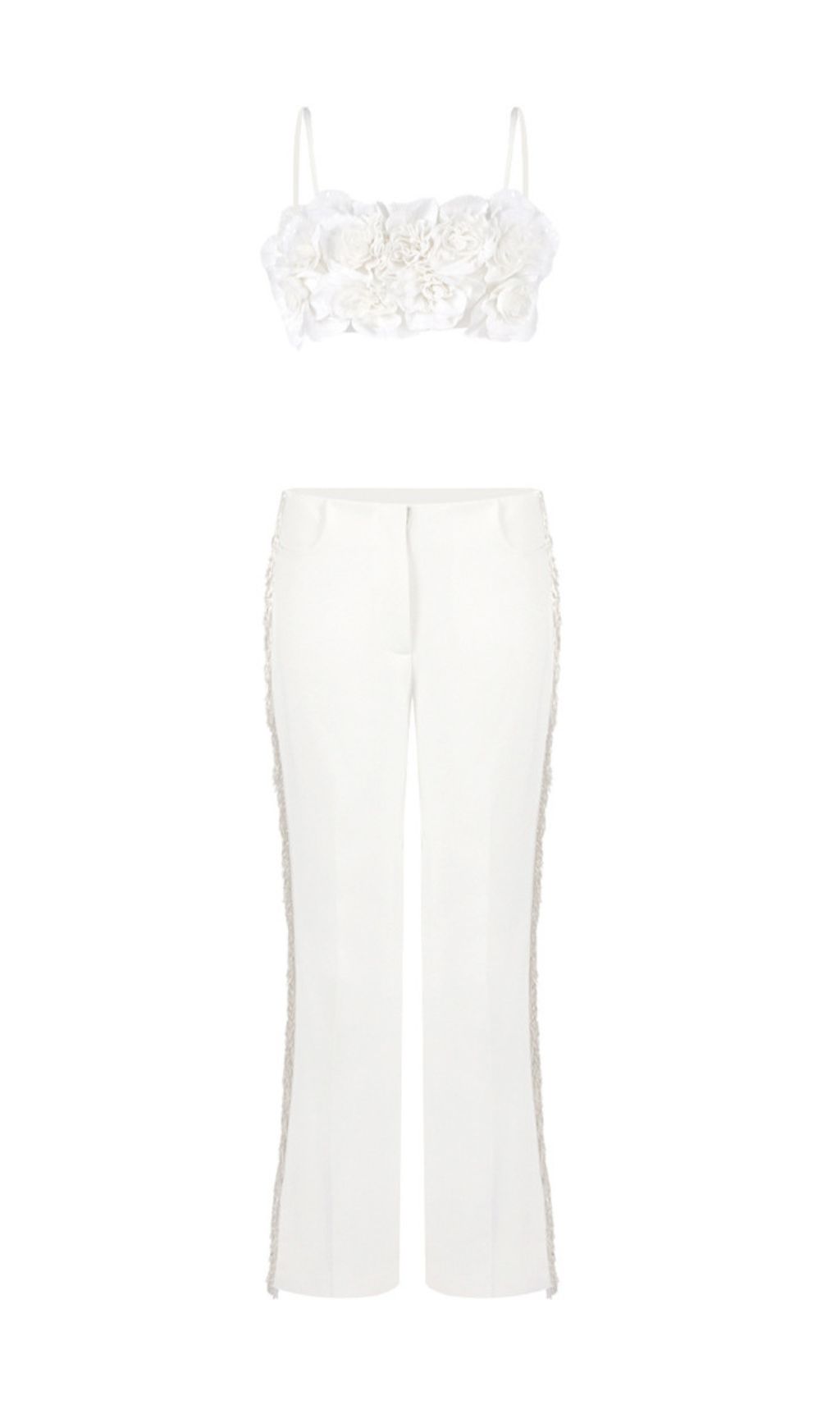 Fashionslee Women Gidget Flower Sequin Top & Tassel Pants