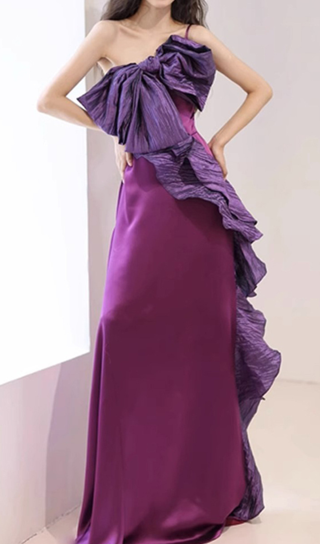 Fashionslee Women Ganit Purple Bow Maxi Dress
