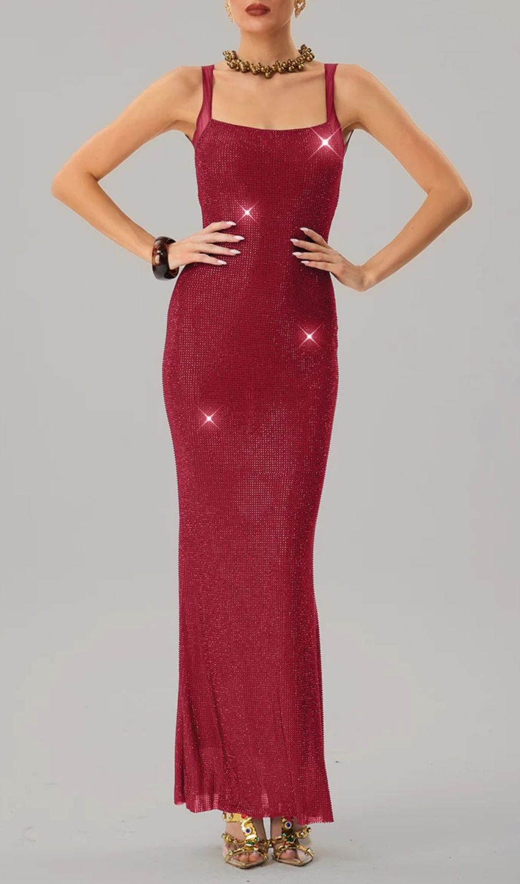 50d6926d290539e0f71b5b807fdbb533.jpg Fashionslee Women Jouncegrid Backless Rhinestone Maxi Dress In Red