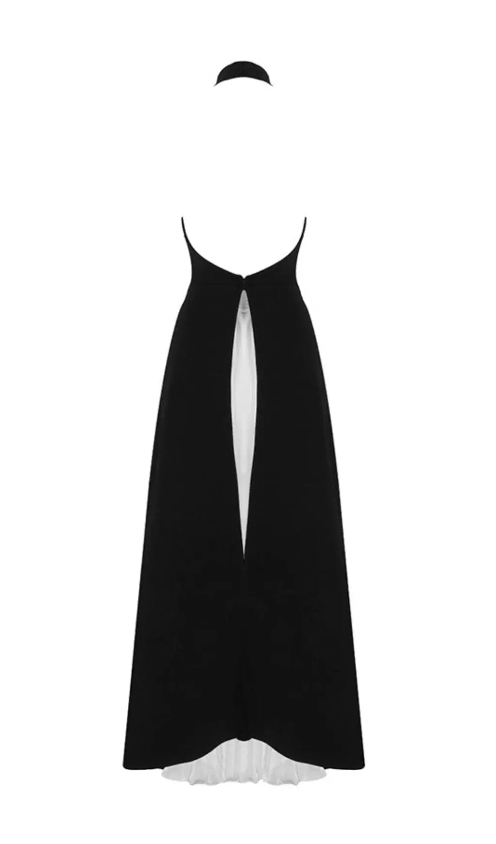 Fashionslee Women Bandage Halter Irregular Maxi Dress In Black And White