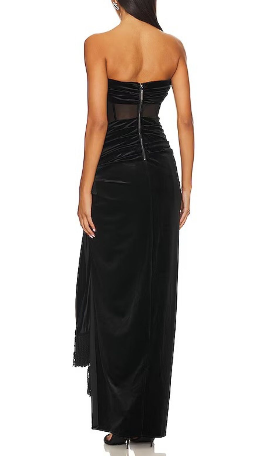 Fashionslee Women Kahlani Black Strapless Corset Maxi Dress