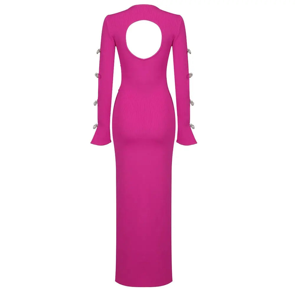 Fashionslee Women Bandage Cut Out Maxi Dress In Pink