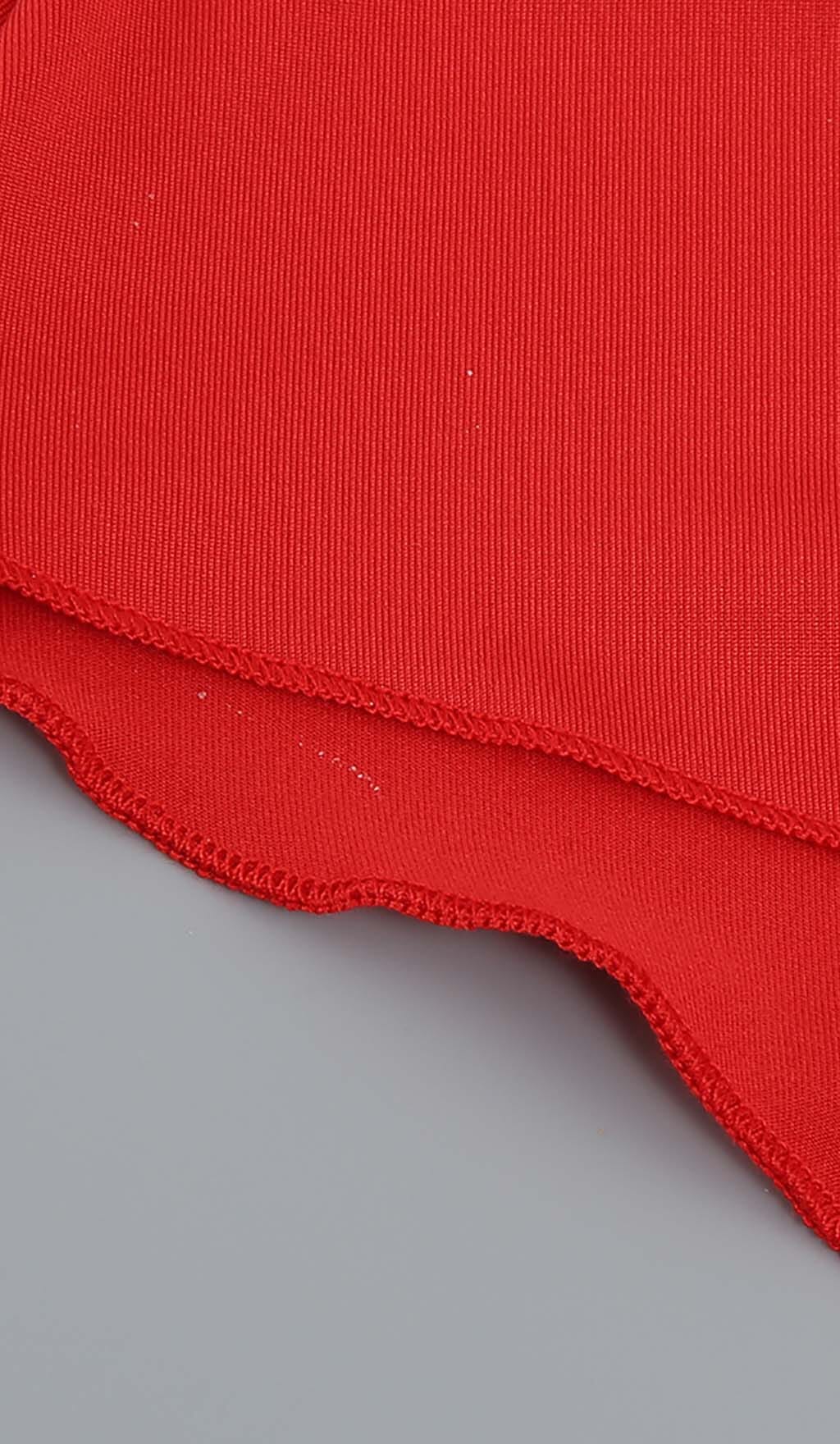Fashionslee Women Rose-Detail Ruffled Mini Dress In Red