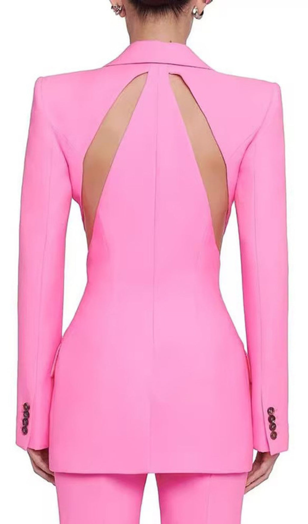 TRENDING PINK CUTOUT BLAZER SUIT - OWNCI