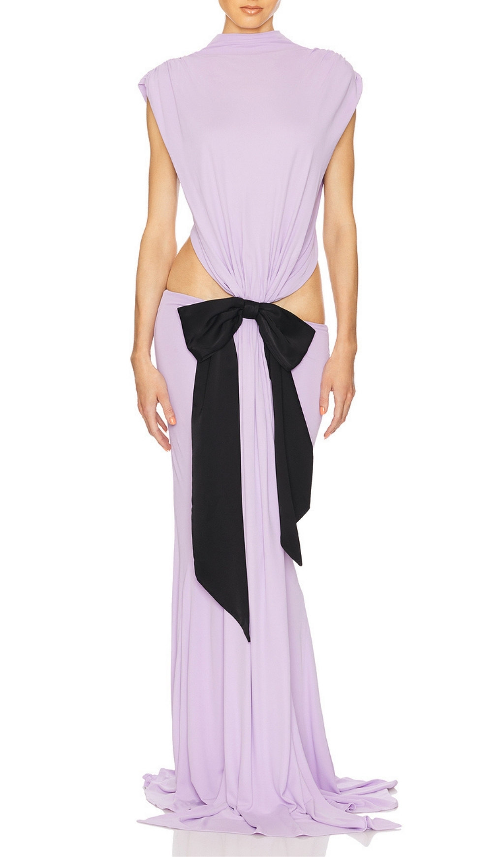 Fashionslee Women Elisae Purple Bow Cutout Maxi Dress