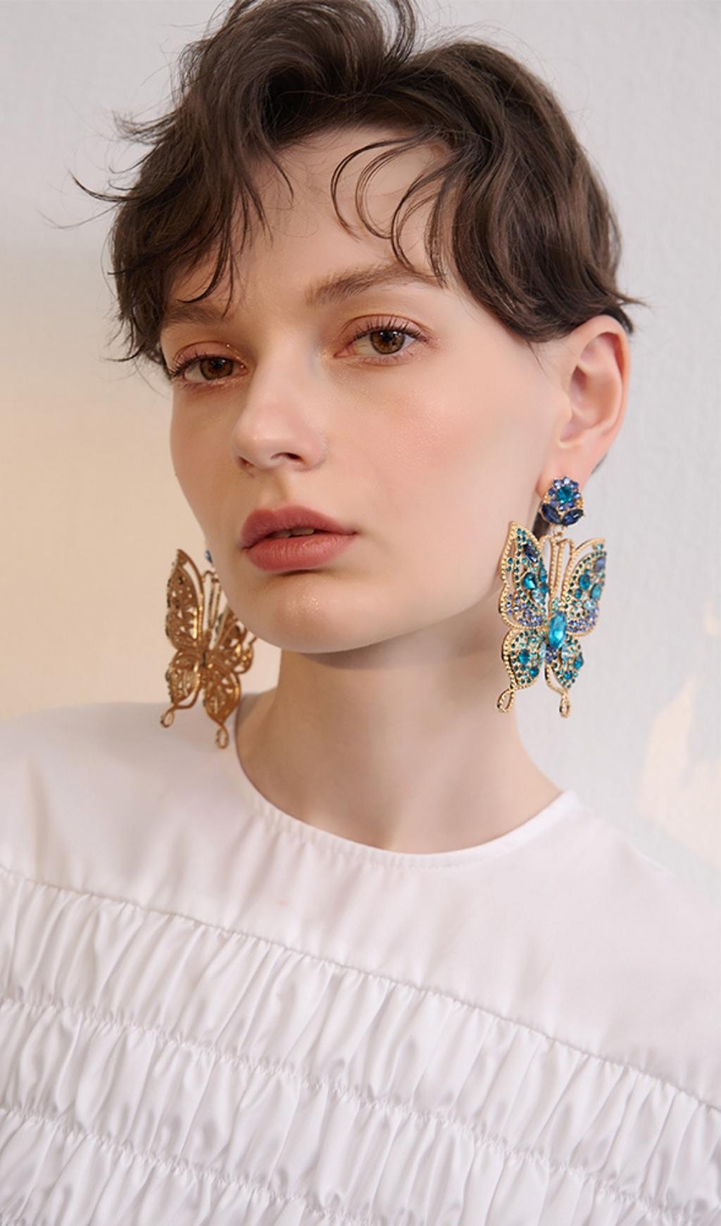 Fashionslee Women Augustin Colorful Diamond Butterfly Earrings