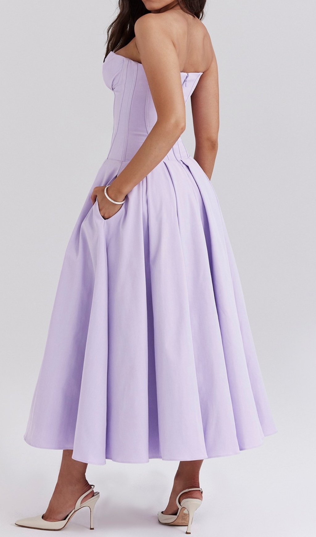 PURPLE STRAPLESS VIRAL CORSET MIDI DRESS - OWNCI PURPLE STRAPLESS VIRAL CORSET MIDI DRESS - OWNCI