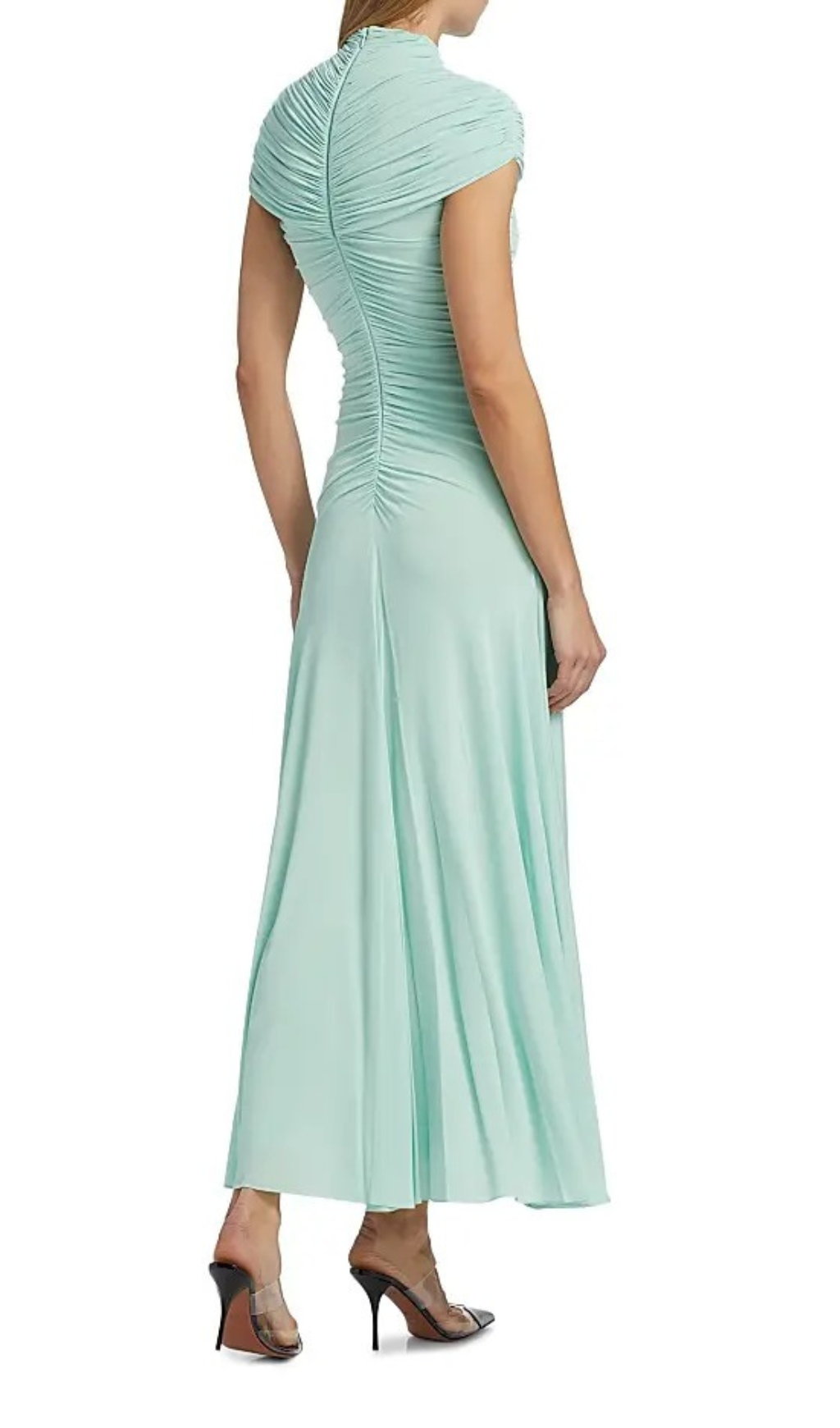 Fashionslee Women Heinz Green Ruched Maxi Dress