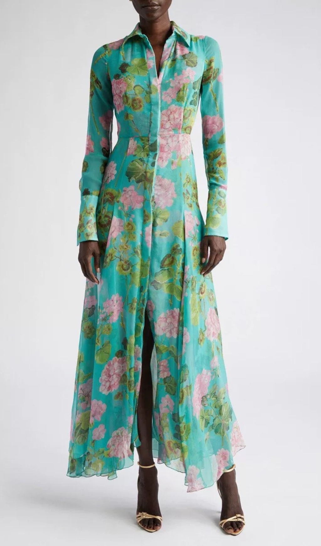 Fashionslee Women Baia Green Floral Long Sleeve Maxi Dress