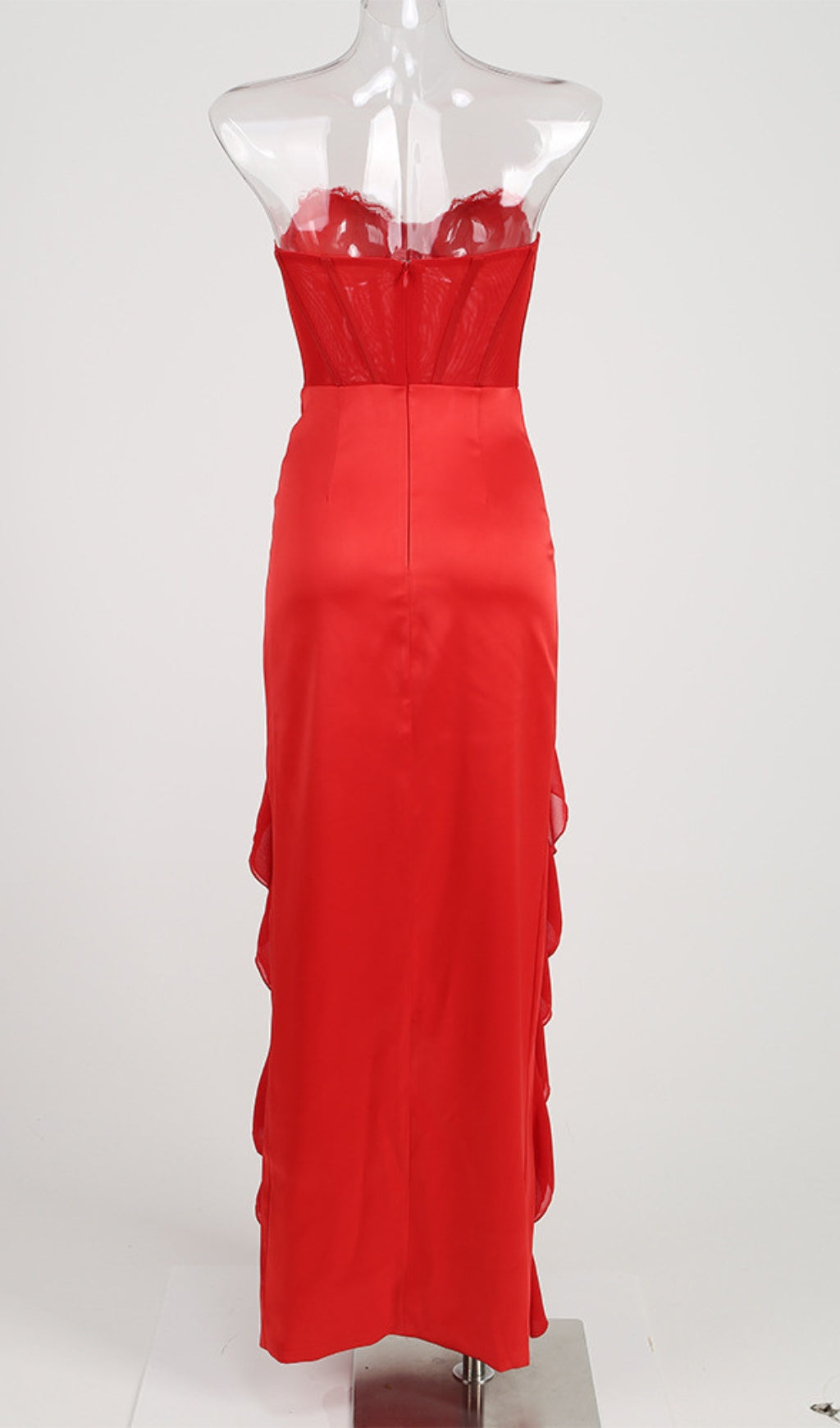 51efc4642ff80299c8e2708e550135a9.jpeg Fashionslee Women Amélie Red Satin Lace Corset Maxi Dress