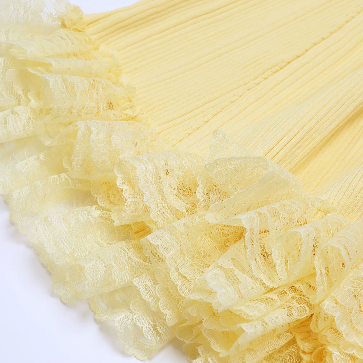 TRENDING YELLOW LACE KNIT MIDI DRESS - OWNCI TRENDING YELLOW LACE KNIT MIDI DRESS - OWNCI