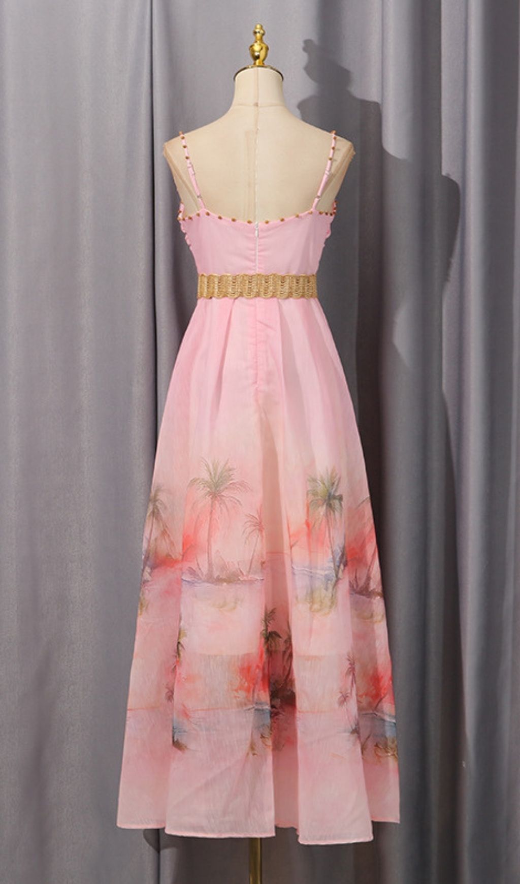 PINK PRINTED BELT MAXI DRESS – TRENDING AESTHETIC - OWNCI PINK PRINTED BELT MAXI DRESS – TRENDING AESTHETIC - OWNCI