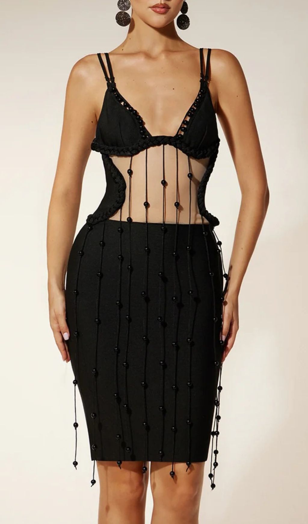 Fashionslee Women Einav Spaghetti Fringe Bandage Mini Dress