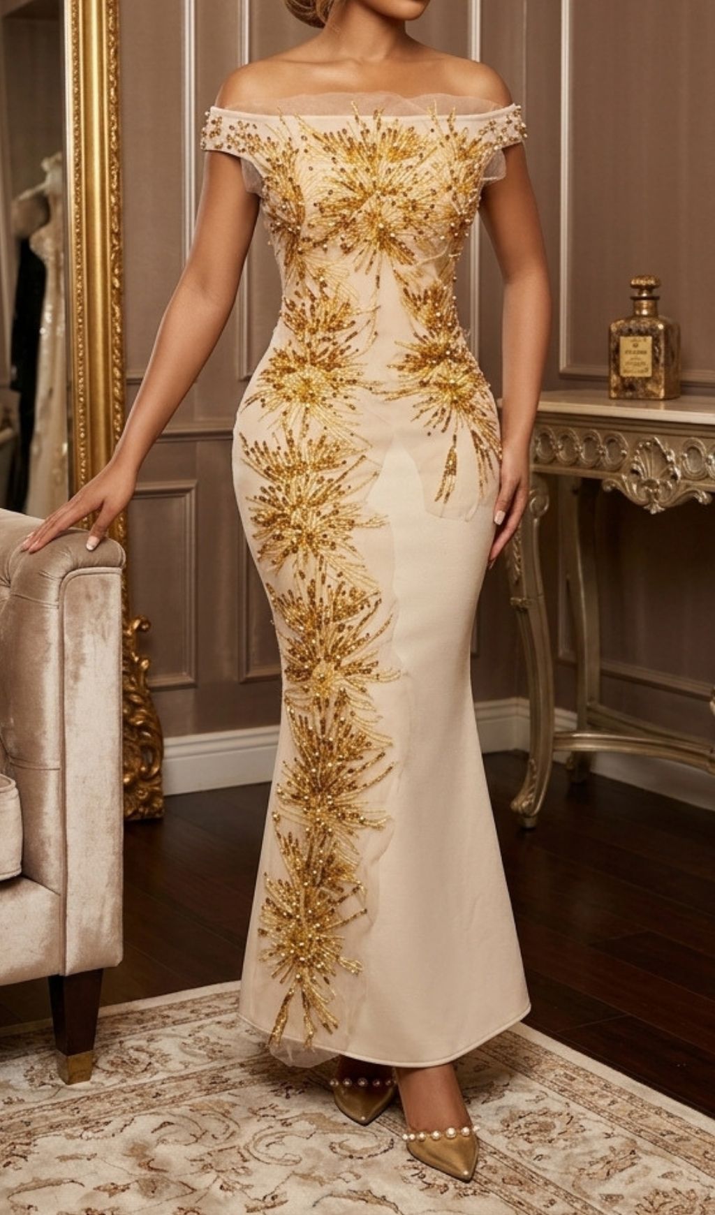 Fashionslee Women Kolsana Sequin Embellished Bandage Maxi Dress