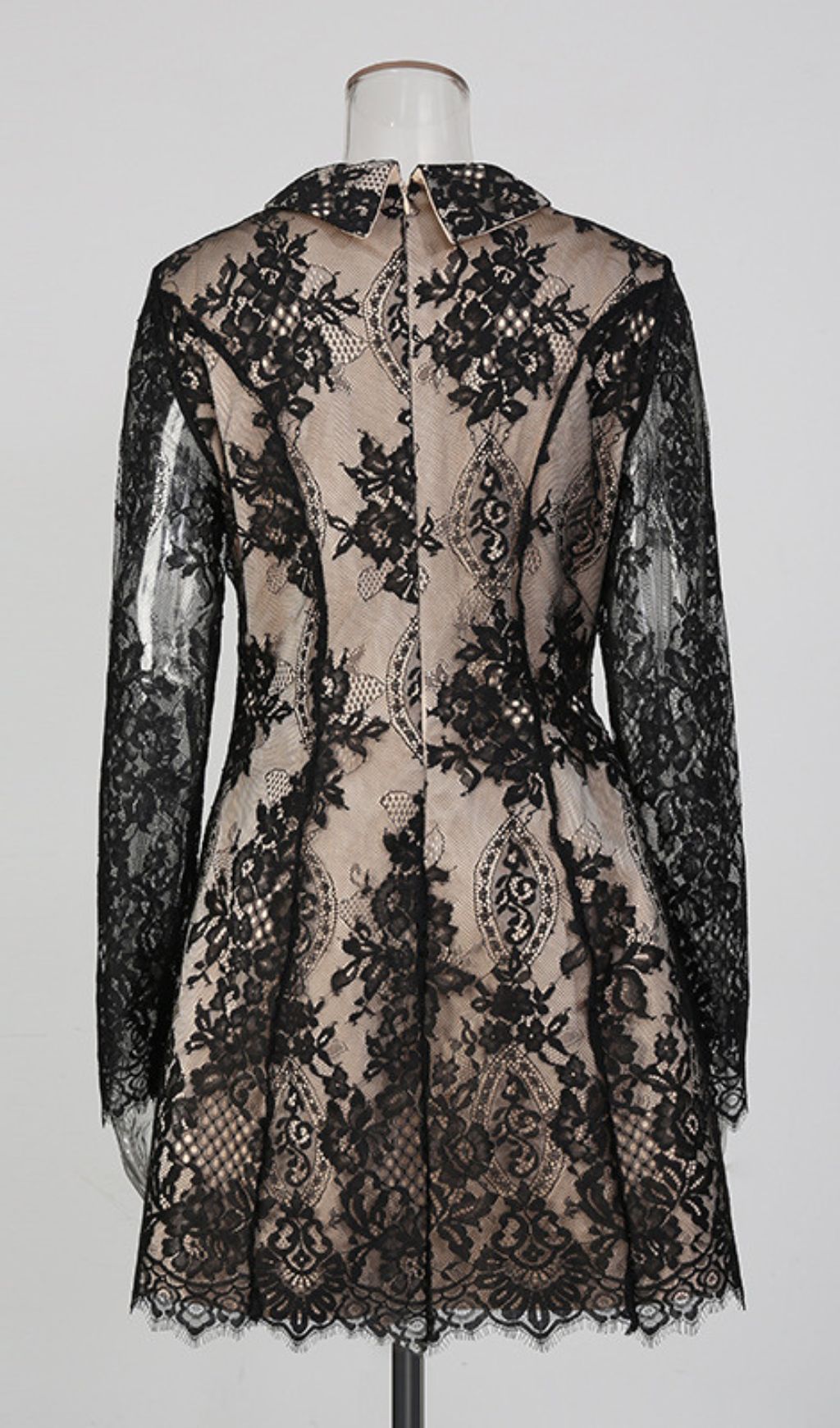 Fashionslee Women Jasiri Black Lace Long Sleeve Mini Dress