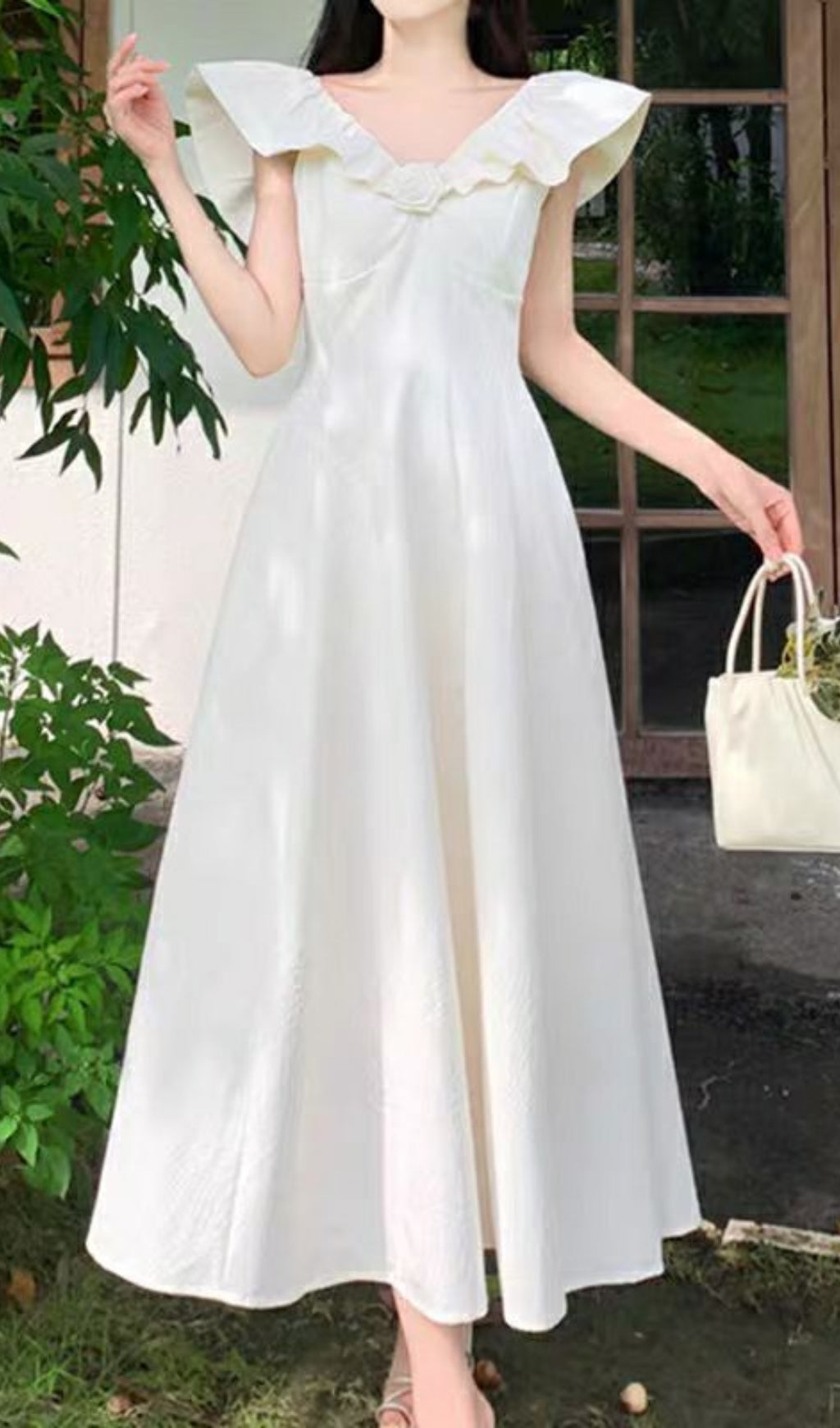 Fashionslee Women Adjustable Collar Strap Midi Dress