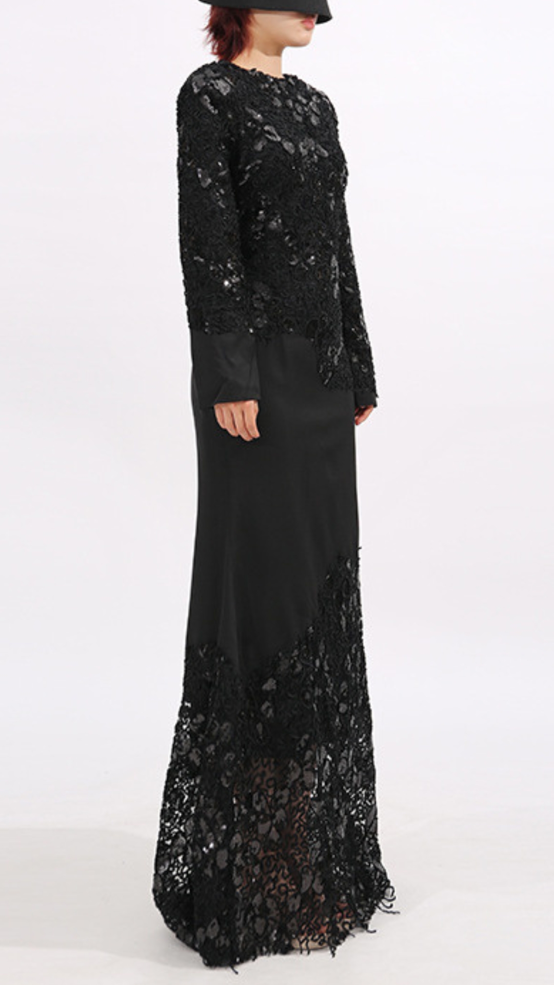 Fashionslee Women Elodie Black Lace Embroidery Long Sleeve Maxi Dress