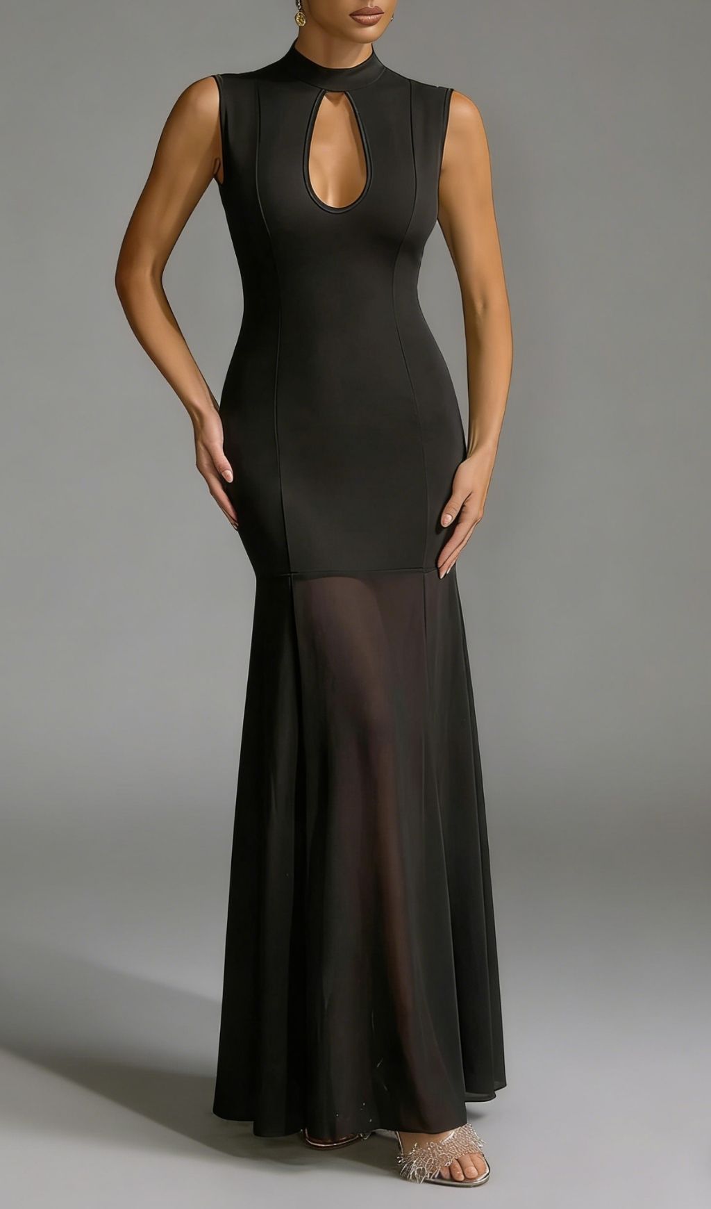 Fashionslee Women Aninda Sleeveless Cutout Maxi Dress In Black