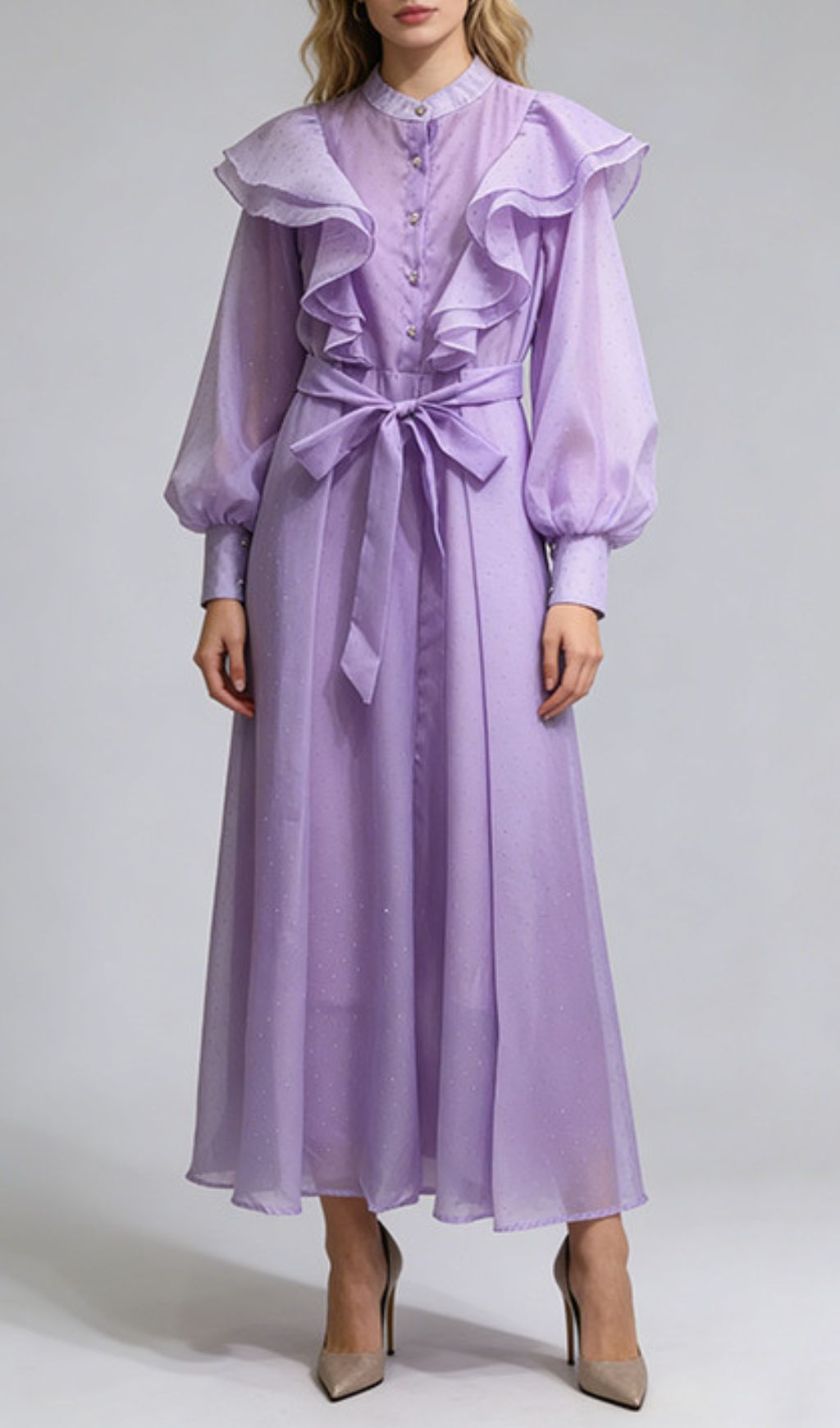 Fashionslee Women Jolanda Embellished Long Sleeve Maxi Dress