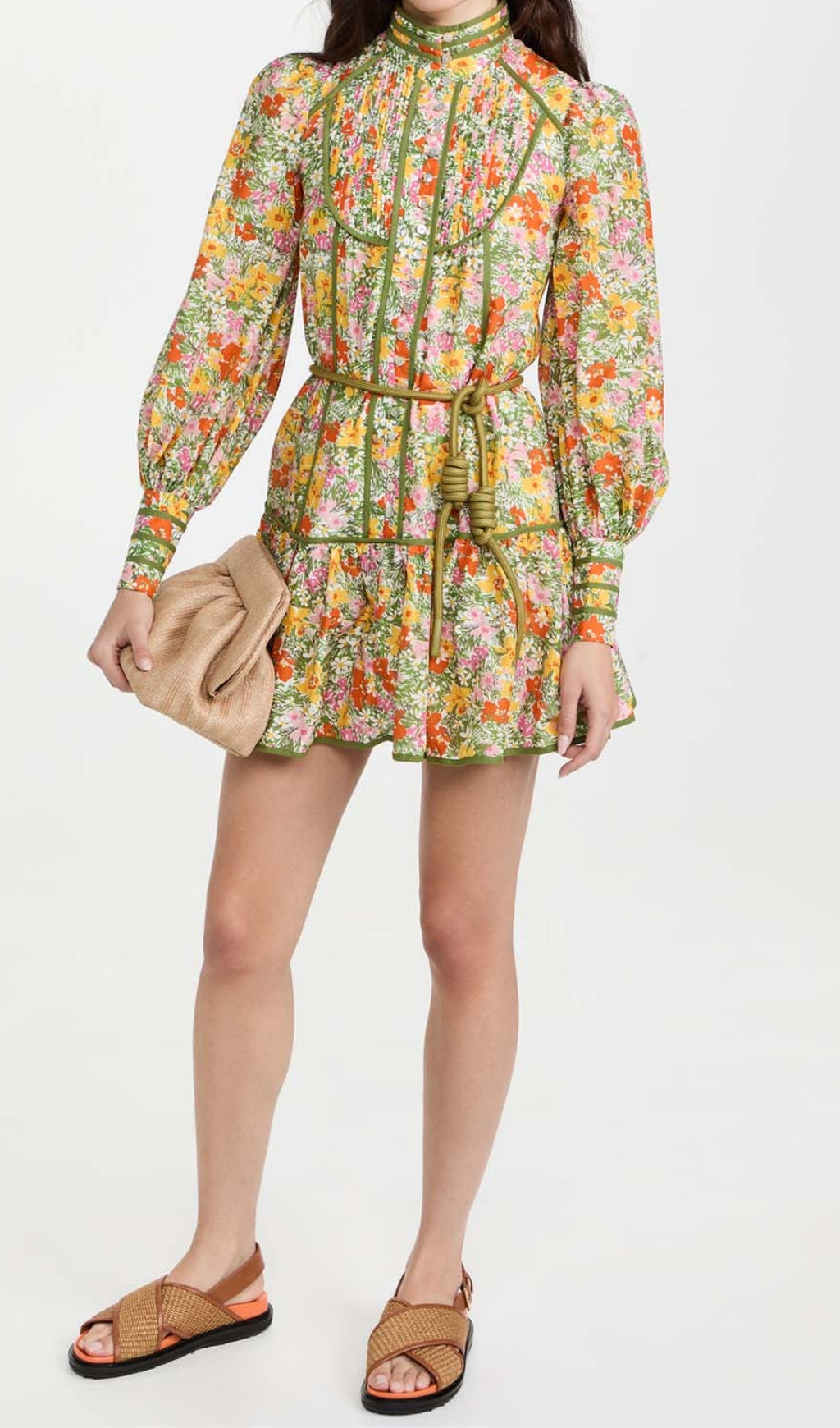 Fashionslee Women Floral Print Lace-Up Midi Dress In Autumn Leaves