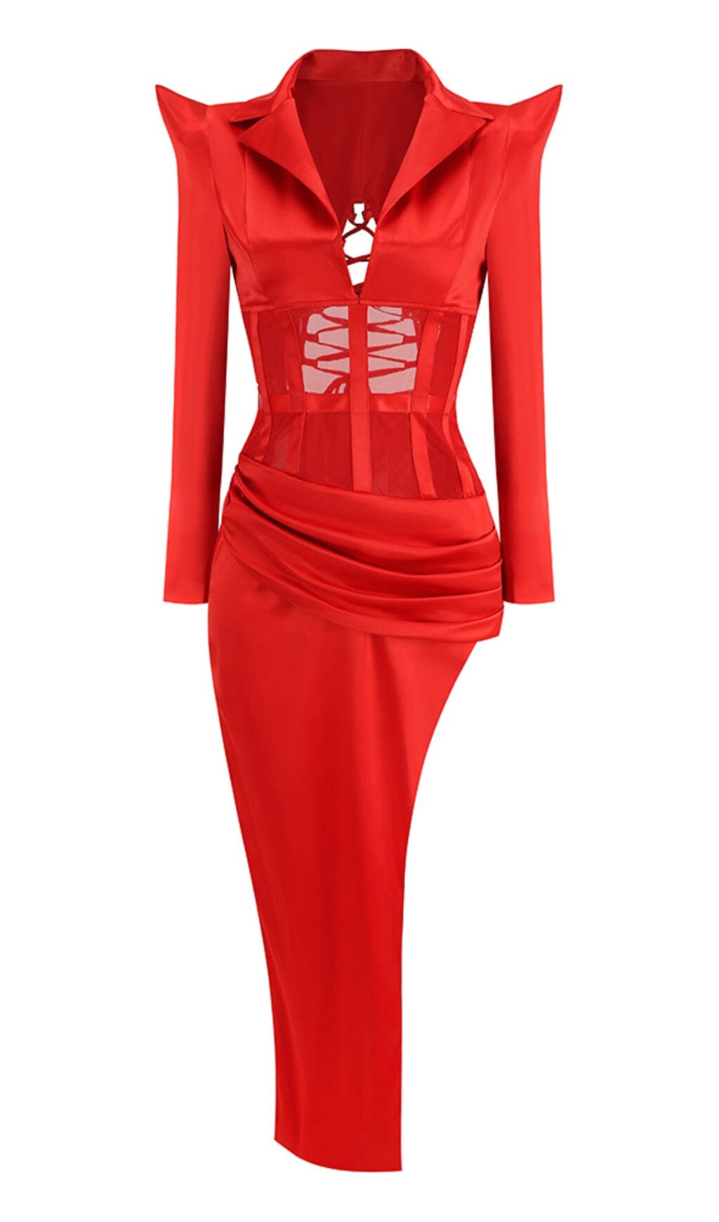 52cde472bce49f402bda84710980168f.jpeg Fashionslee Women Corset Plunge Jacket Dress In Red