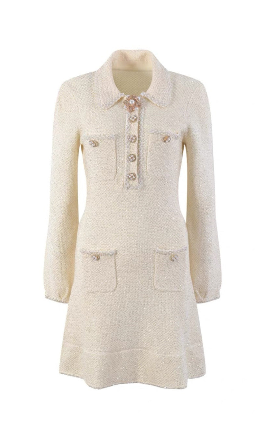52df8318a33b2f02ddcaf0adeffb199b.jpeg Fashionslee Women Atifa Embellished Sequined Bouclé-Knit Mini Dress