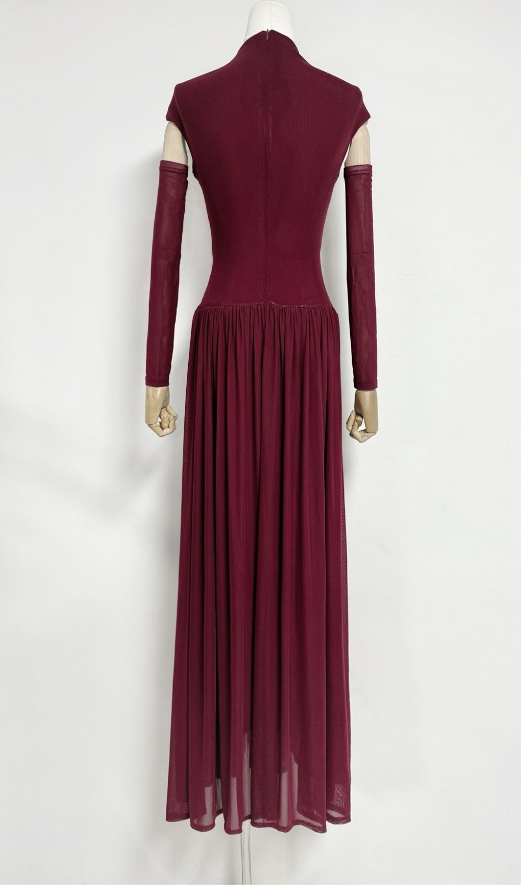 TRENDING RUCHED WINE MAXI DRESS - OWNCI