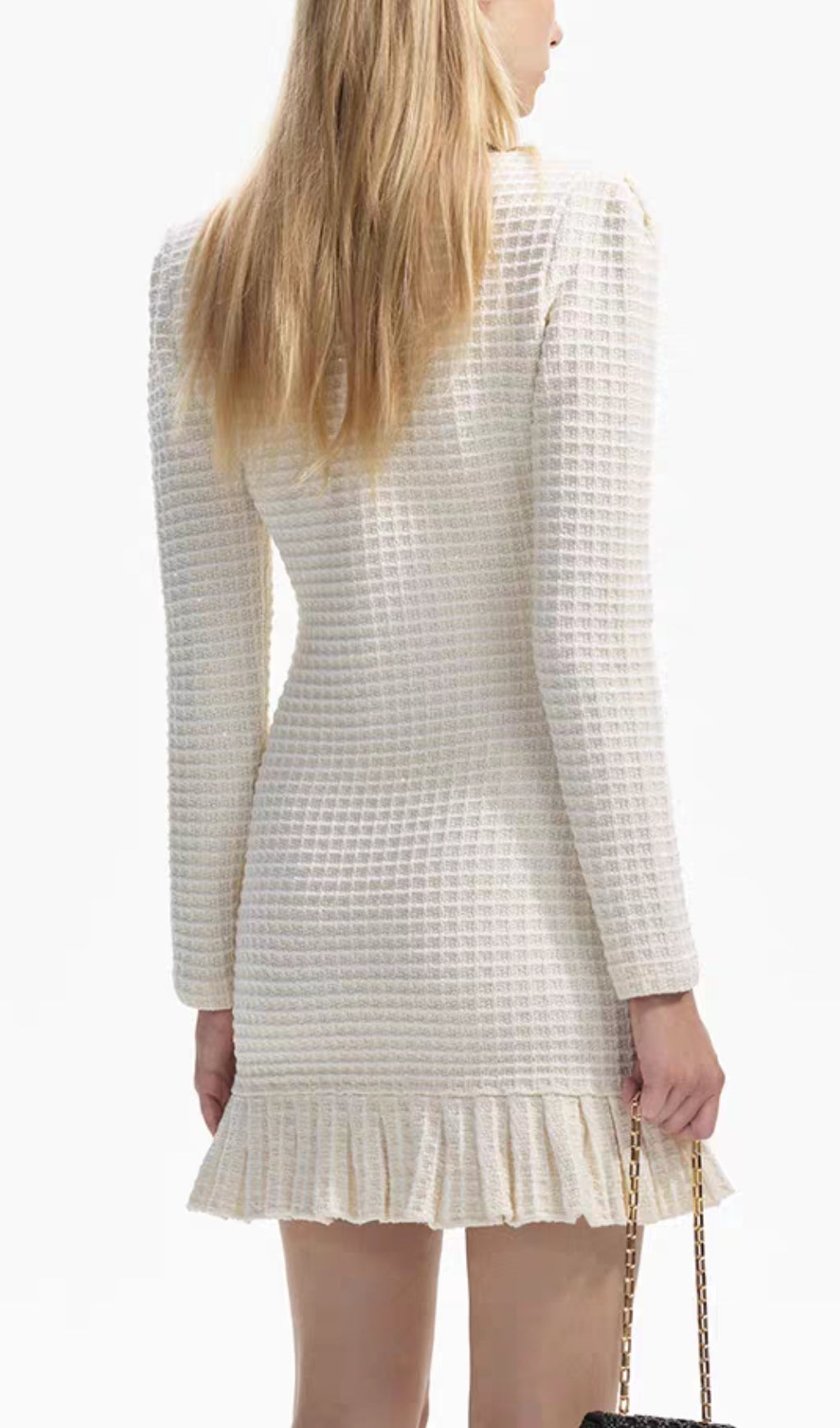Fashionslee Women Athar Waffle Knit Ruffled Mini Dress