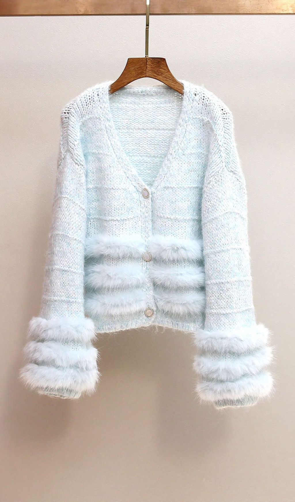 Fashionslee Women Joanie Blue Plush Knit Cardigan