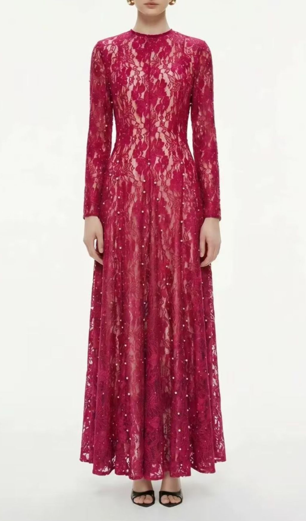 Fashionslee Women Kozakura Lace Long Sleeve Maxi Dress