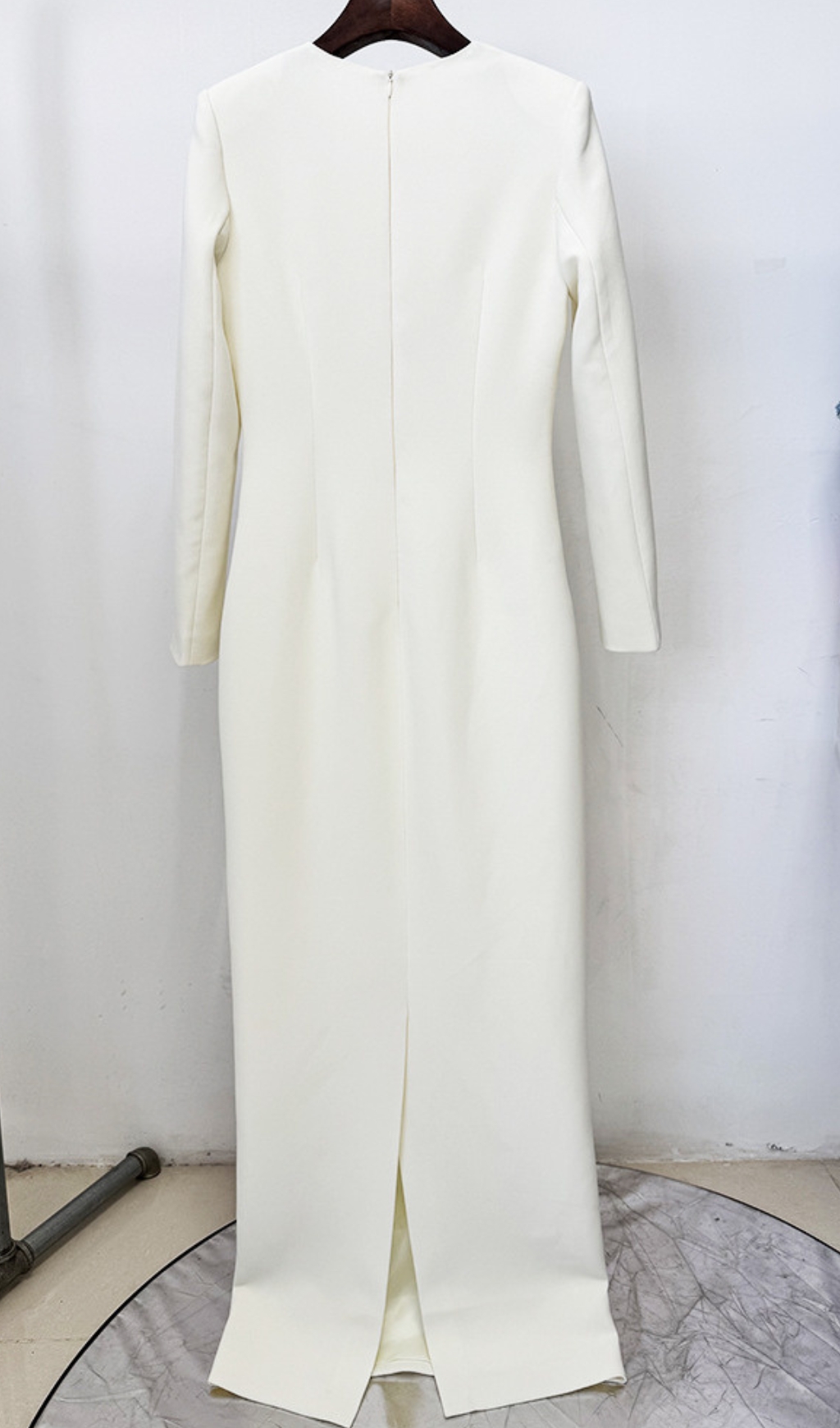 Fashionslee Women Eusebia Ivory Beaded Long Sleeve Maxi Dress