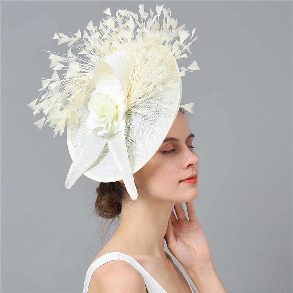 535563b940897866d2706ccf7e578e3a.jpeg Fashionslee Women Cream Elegant Feather Fascinators