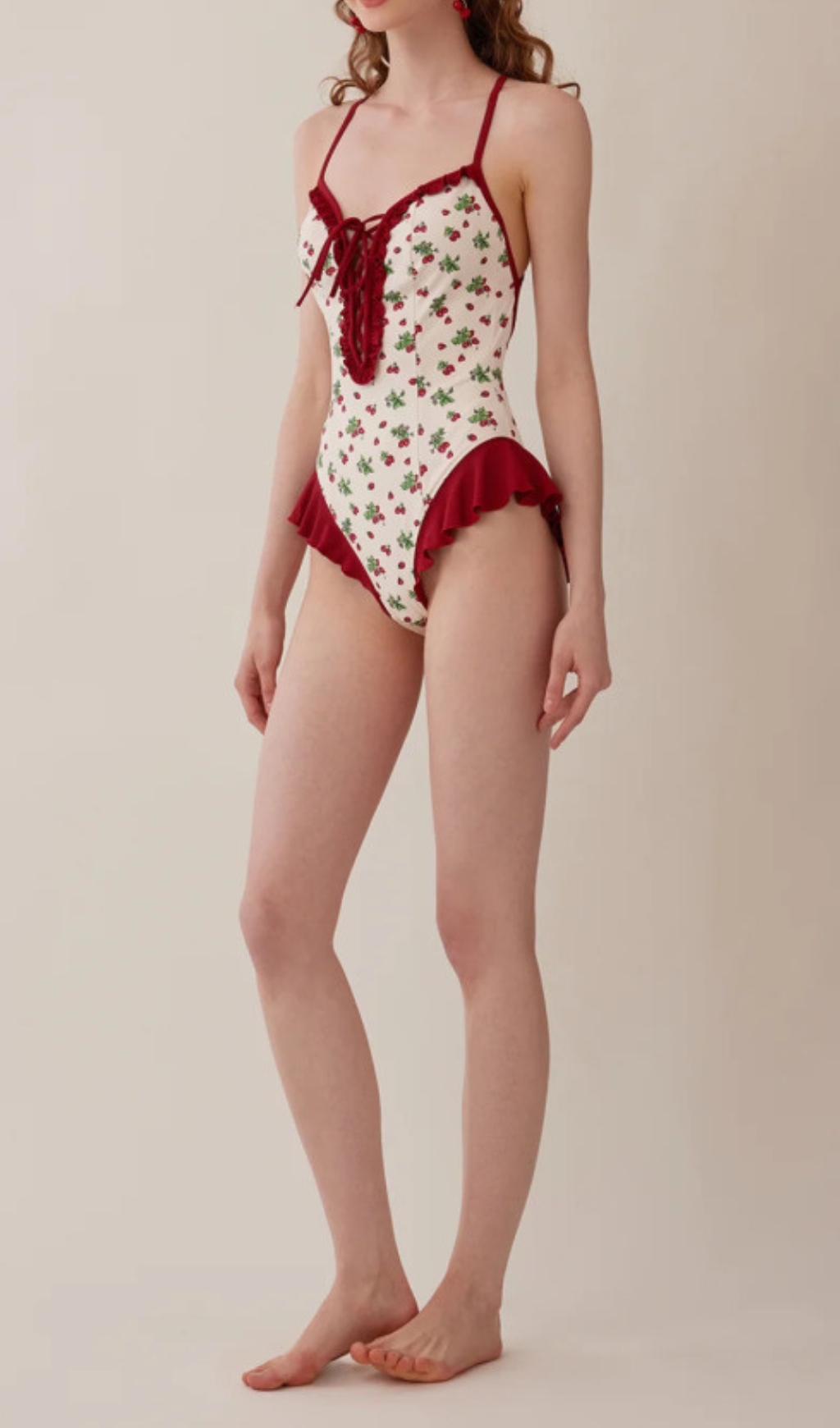 536aff679e4540977d85391a3f6f7e45.jpg Fashionslee Women Dandy Strawberries Printed One-Piece Swimsuit