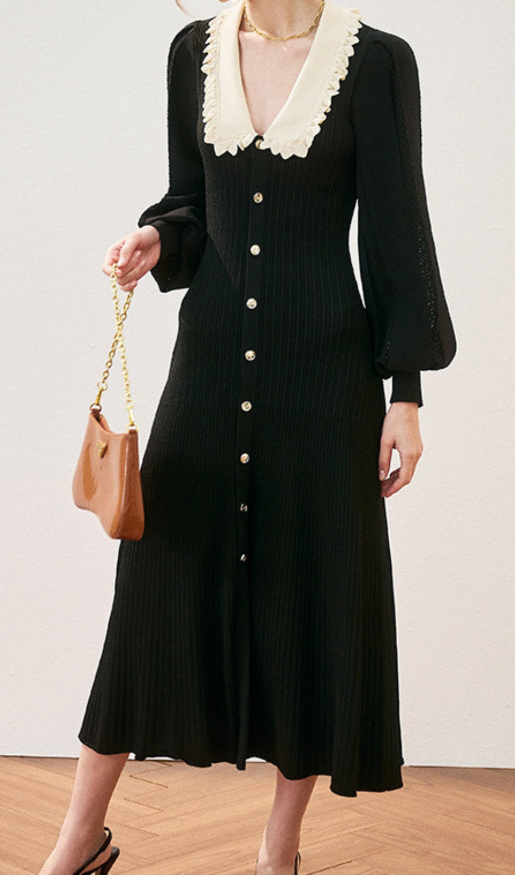 Fashionslee Women Adorján Flouncy Collars Midi Dress